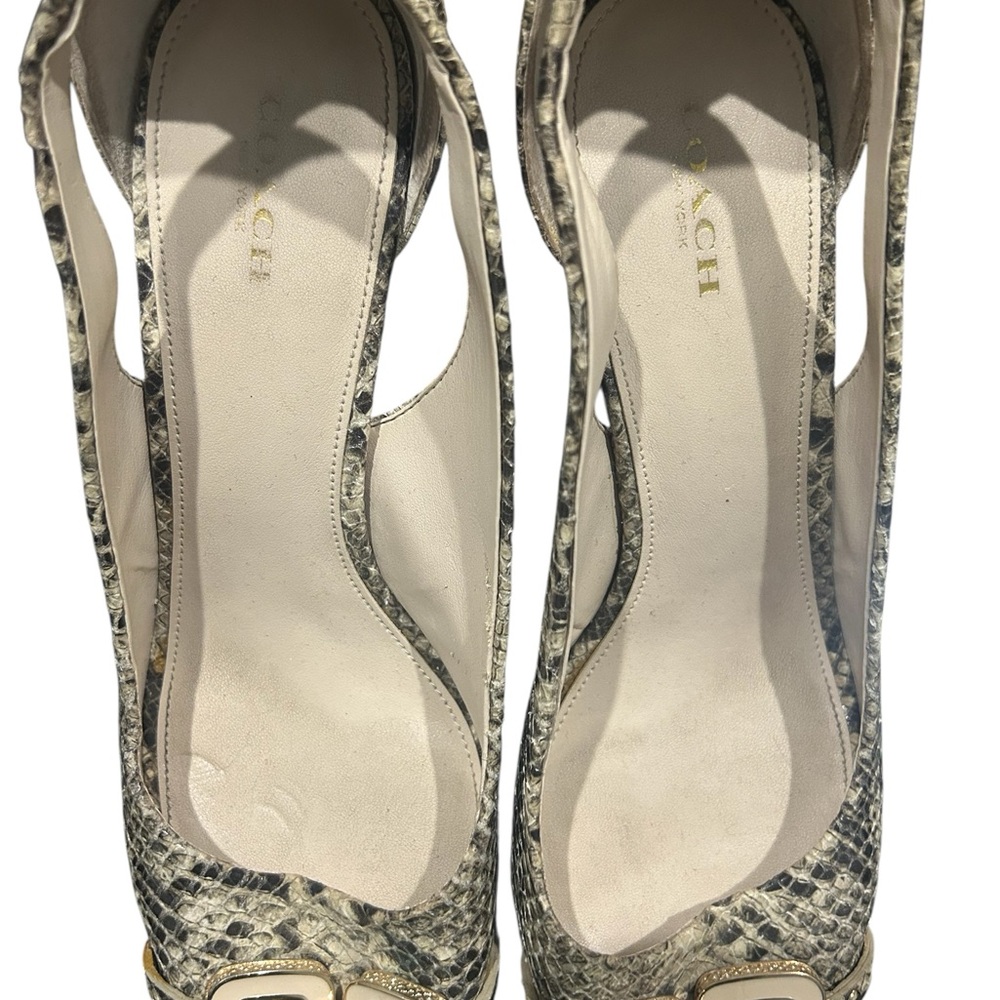 Coach Women's Black and Cream Snakeskin Heels